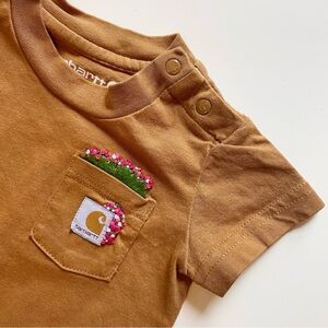Carhartt Upcycled Hand Embroidered Tan Bodysuit | Size 3-6m